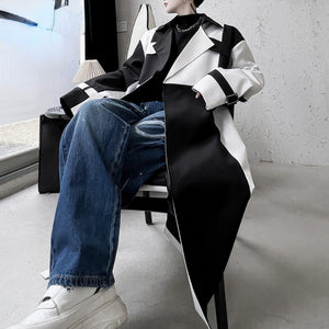 Black and White Color Contrast Loose Windbreaker Jacket