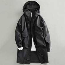 Load image into Gallery viewer, Retro Mid-length Hooded Casual Windbreaker Jacket
