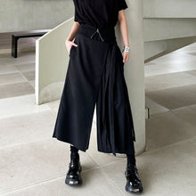 Load image into Gallery viewer, Irregular Pleated Ribbon Stitching Fake Two-piece Wide-leg Pants
