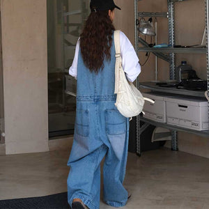 Denim Casual Long Loose Overalls