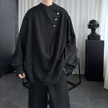 Load image into Gallery viewer, Starry Black Long Sleeve Drape Shirt
