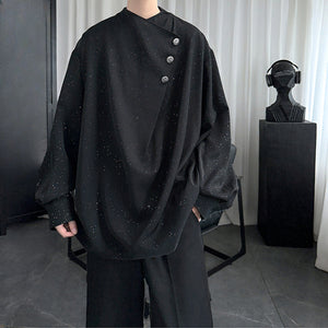 Starry Black Long Sleeve Drape Shirt