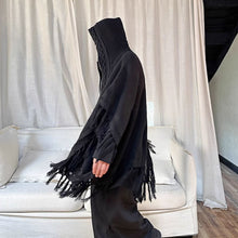 Load image into Gallery viewer, Vintage Tassel Hooded Cape Zipper Sweater
