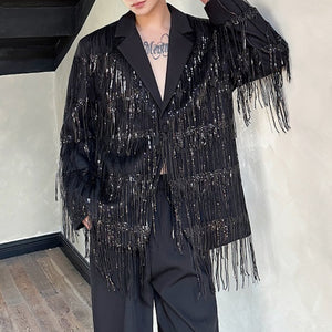 Tassel Sequined Double-Layer Mesh Jacket