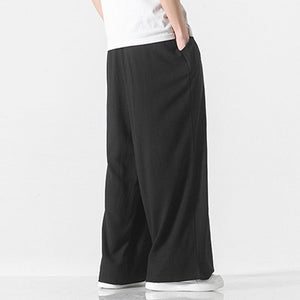 Loose Solid Straight-leg Pants