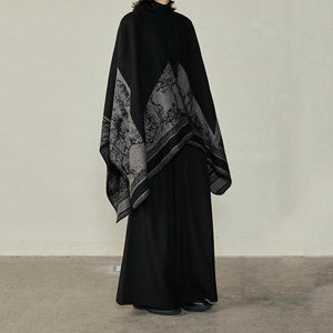 Slit Reversible Knitted Shawl Cape