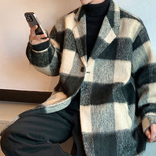 Load image into Gallery viewer, Winter Plaid Wool Mid-length Coat
