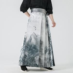 Ink Printed Hanfu Horse Face Skirt