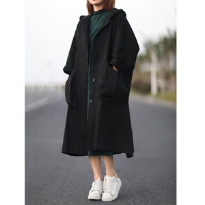 Retro Loose Hooded Trench Coat