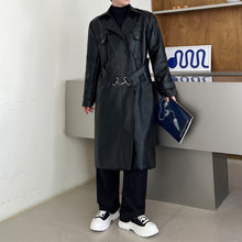 Load image into Gallery viewer, Detachable Chain Mid-length Pu Leather Windbreaker
