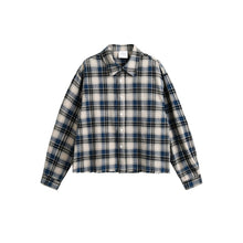 Load image into Gallery viewer, Raw Edge Cropped Loose Check Shirt
