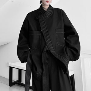 Winter Exposed Stitching Design Woolen Coat