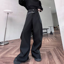 Load image into Gallery viewer, Dark Structured Patchwork Leather Wide-leg Pants
