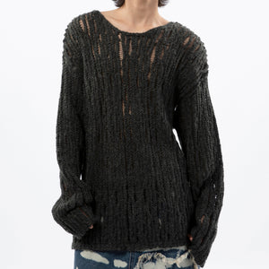 Textured Hollow Long-sleeved Sweater