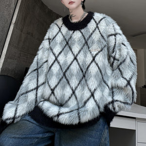 Plaid Pullover Soft Woolen Sweater