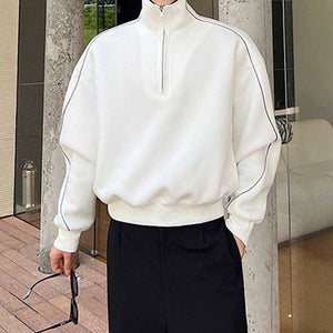 Half Zip Stand Collar Long Sleeve Top