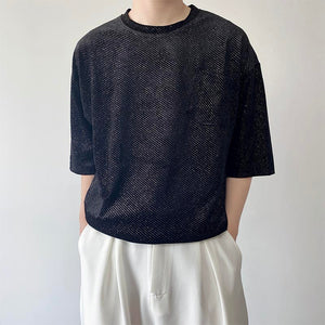 Shiny Crew Neck Short Sleeve T-shirt