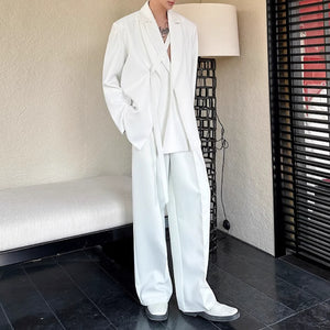 Double Collar Tie Straight Wide Leg Pants Two-piece Suit