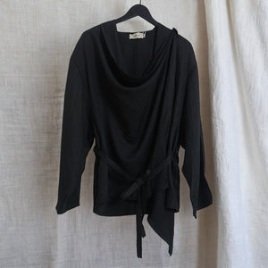 Pile Collar Art Aesthetic Belted Cardigan Top