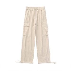 Drawstring Side Pockets Adjustable Trousers