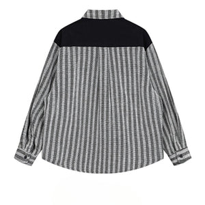 Japanese Fake Two-piece Striped Workwear Shirt