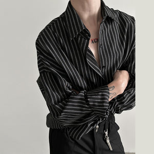 Silhouette Striped Loose Long-sleeved Shirt