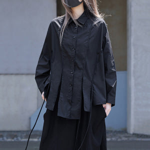 Black Fringed Irregular Shirt