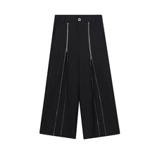 Load image into Gallery viewer, Zippered Retro Straight Casual Wide Leg Trousers
