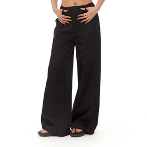 Loose Straight Casual Black Trousers