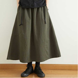 Solid Color Elastic Waist Skirt