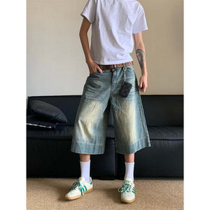 Vintage Wide-leg Straight-leg Denim Trousers