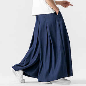 Retro Loose Wide-leg Pleated Skirt Pants