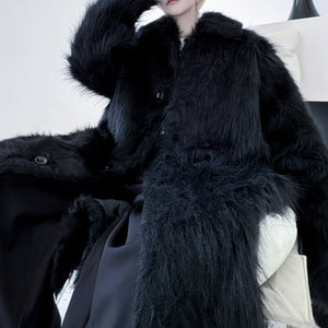 Thickened Plush Artificial Fur Mid-Length Coat