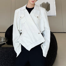 Load image into Gallery viewer, White Irregular Line Structure Button Jacket
