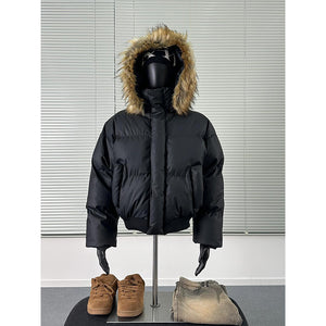 Detachable Faux Fur Hood Winter Loose Jacket