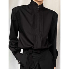 Load image into Gallery viewer, Pleated Panelled Stand Collar Shirt
