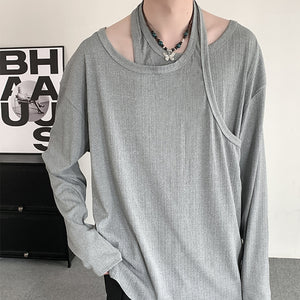 Fake Two-Piece T-shirt Loose Double-Layer Neckline shirt