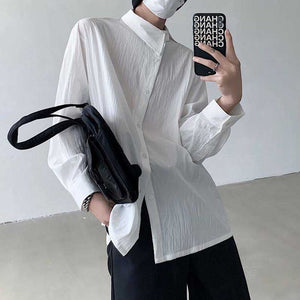 Irregular Collar Thin Loose Shirt