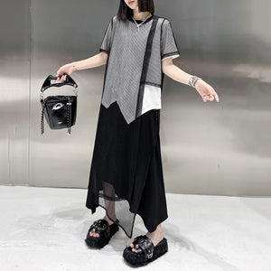 Irregular Mesh T-shirt Casual Suit