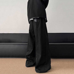 American Style Loose Leather Wide-leg Pants