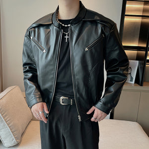 Stand Collar Zip Hem Elastic Jacket