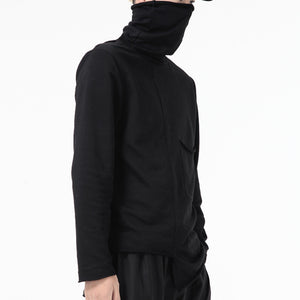 Dark Long-sleeved Pullover Turtleneck T-shirt