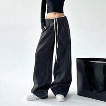 Load image into Gallery viewer, Retro Stitching Double Waist Striped Casual Pants
