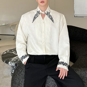 Jacquard Pointed Collar Deconstructed Shirt