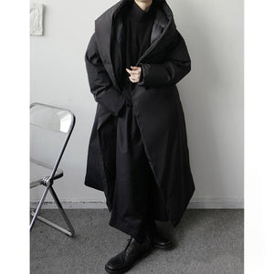 Hooded Cotton Loose Knee-length Cape Coat