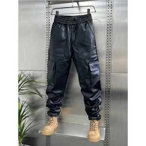 Leather Plush Thickened Casual Harem Pants