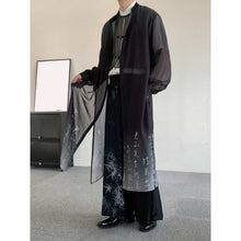 Load image into Gallery viewer, Calligraphy Gradient Print Mesh Long Cardigan
