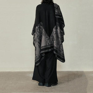 Slit Reversible Knitted Shawl Cape