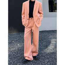 Load image into Gallery viewer, Pink Woolen Blazer and Straight Pants Two-piece Set
