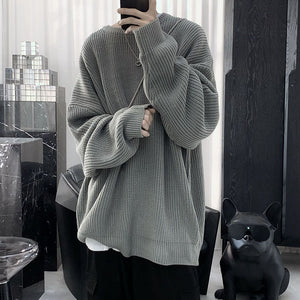 Loose Round Neck Solid Color Sweater